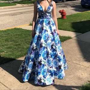 ROYAL BLUE BALL GOWN PROM DRESS!!